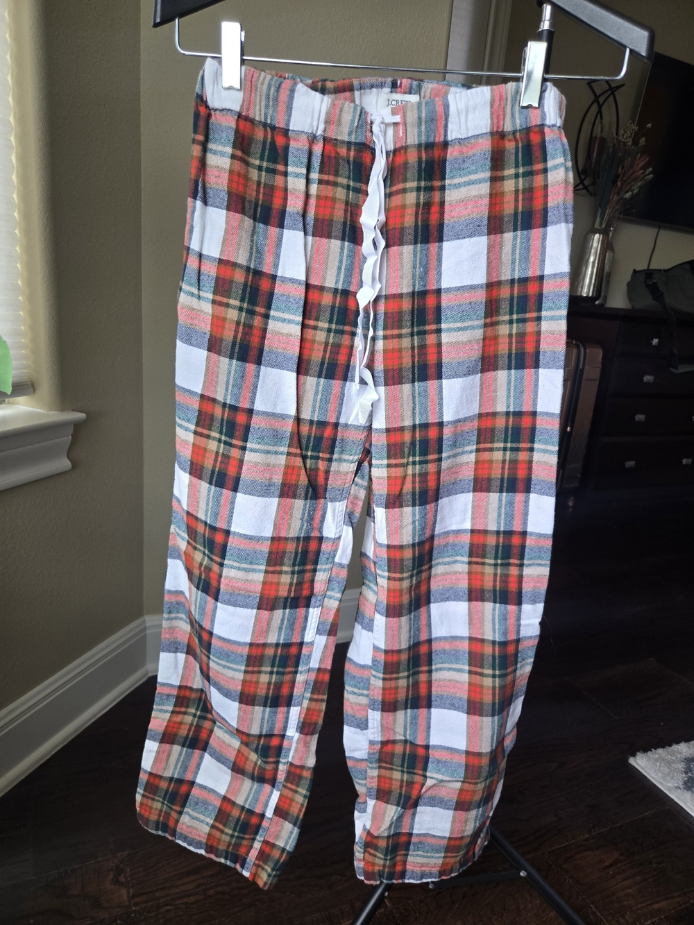 J. Crew Women's Plaid Flannel Pajama Pants in Red, Green, White